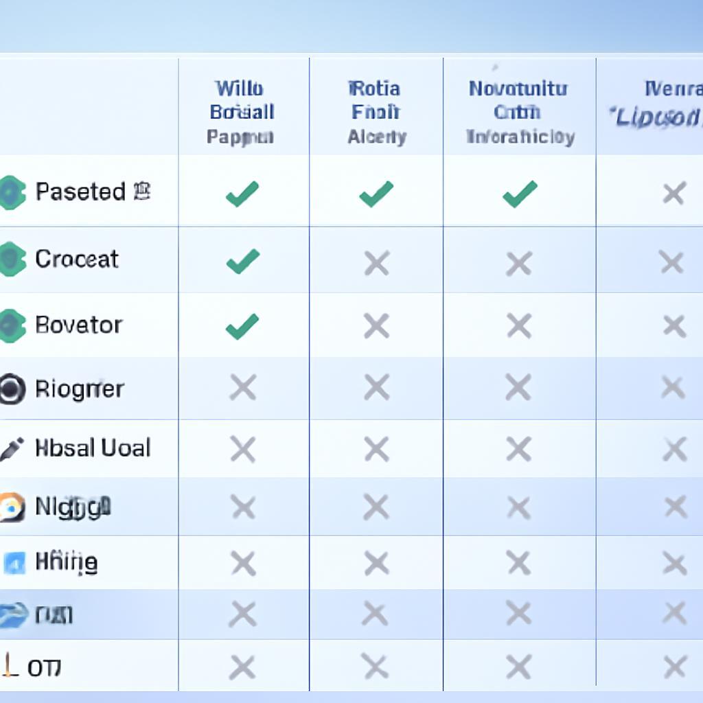 A clean, modern comparison matrix showing 10 AI platform logos arranged in a grid, with checkmarks and X marks indicating feature availability across columns for 'Multi-Model Access', 'White-Label Depth', 'Knowledge Base Automation', and 'Pricing Transparency'. Parallel AI logo prominently highlighted with green checkmarks across all categories. Professional business aesthetic with blue and white color scheme, subtle gradient background, and crisp typography. Photorealistic style with depth and dimension, corporate tech presentation quality.